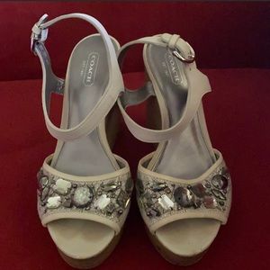 Coach rhinestone wedge sandals 8